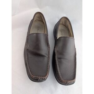 G.H. Bass & Co. Leather Loafers Slip On Dress Shoes Brown Square Toe 10.5M‎